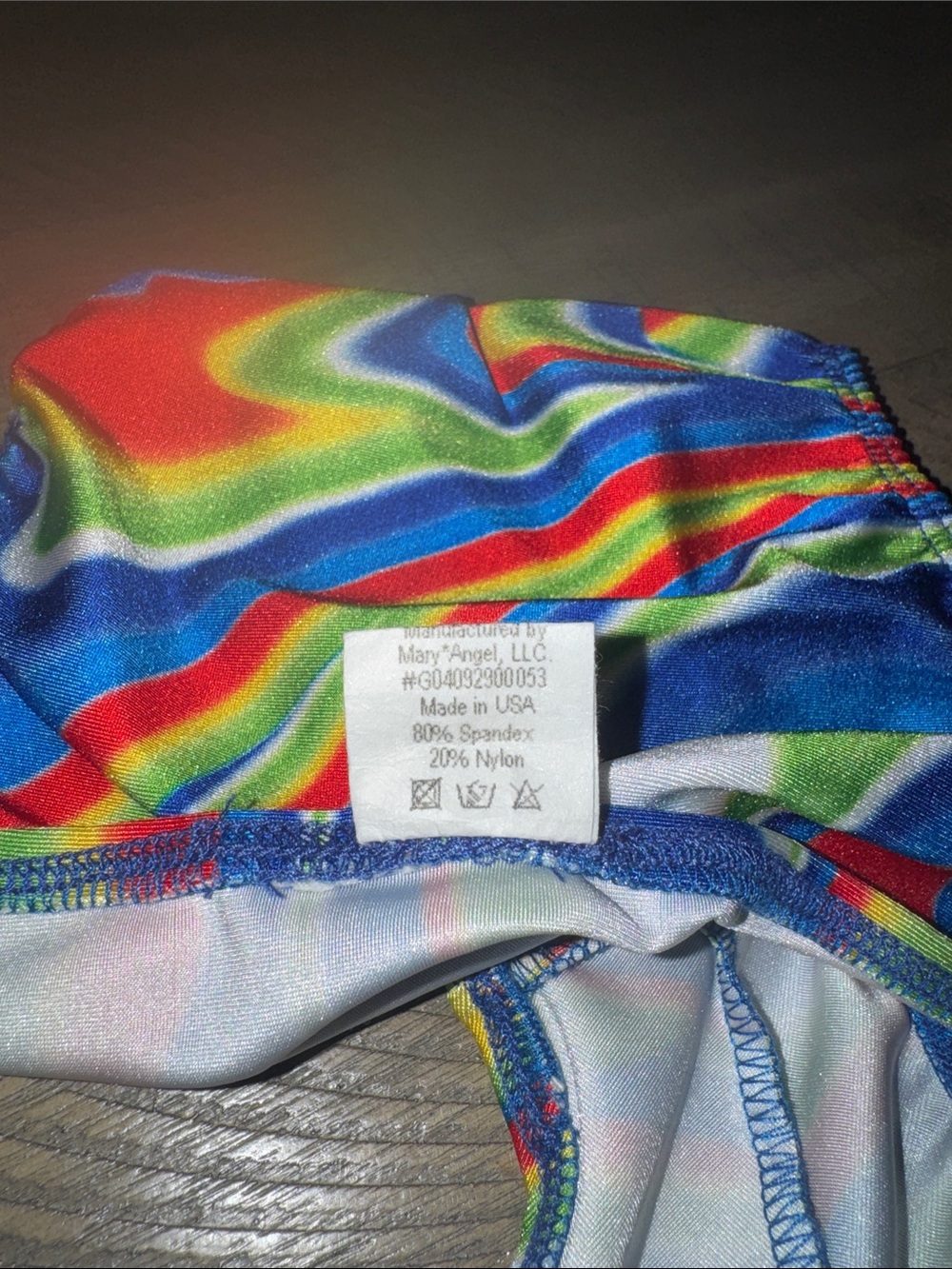 Colorful Swirl Men’s Bikini Bottom - Rainbow Print for swim, tanning, or posing - Picture 5 of 5